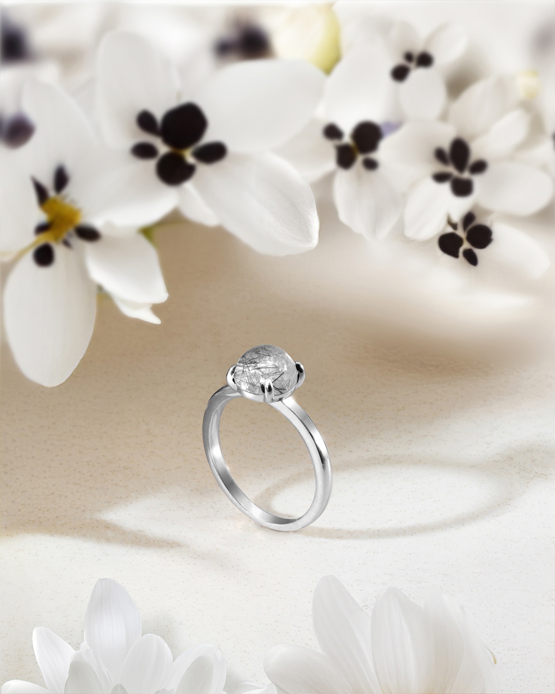 Anello Quarzo rutilato tormalinato Rimia