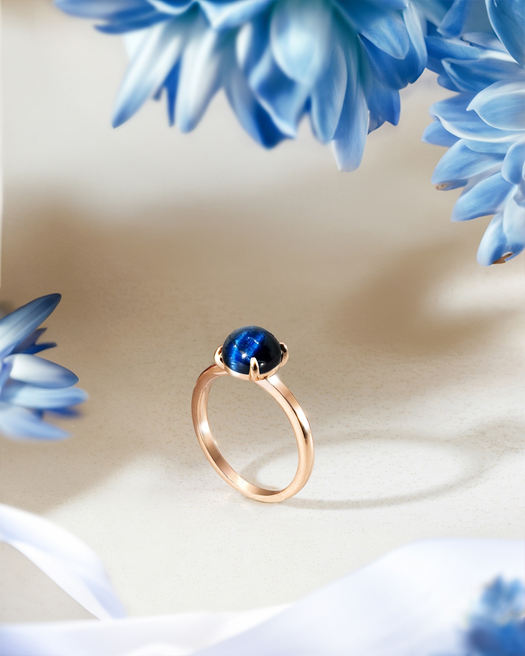 Anello Occhio di tigre blu Olmetia