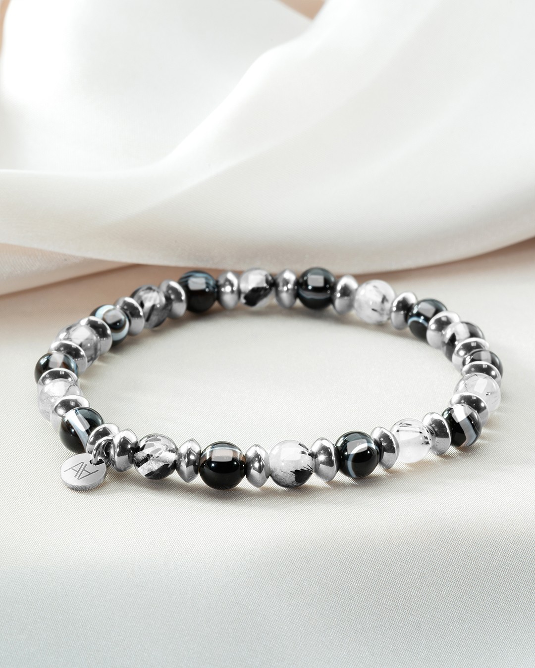 Bracciale Quarzo Rutilato e Agata NeraAlleanza di Protezione