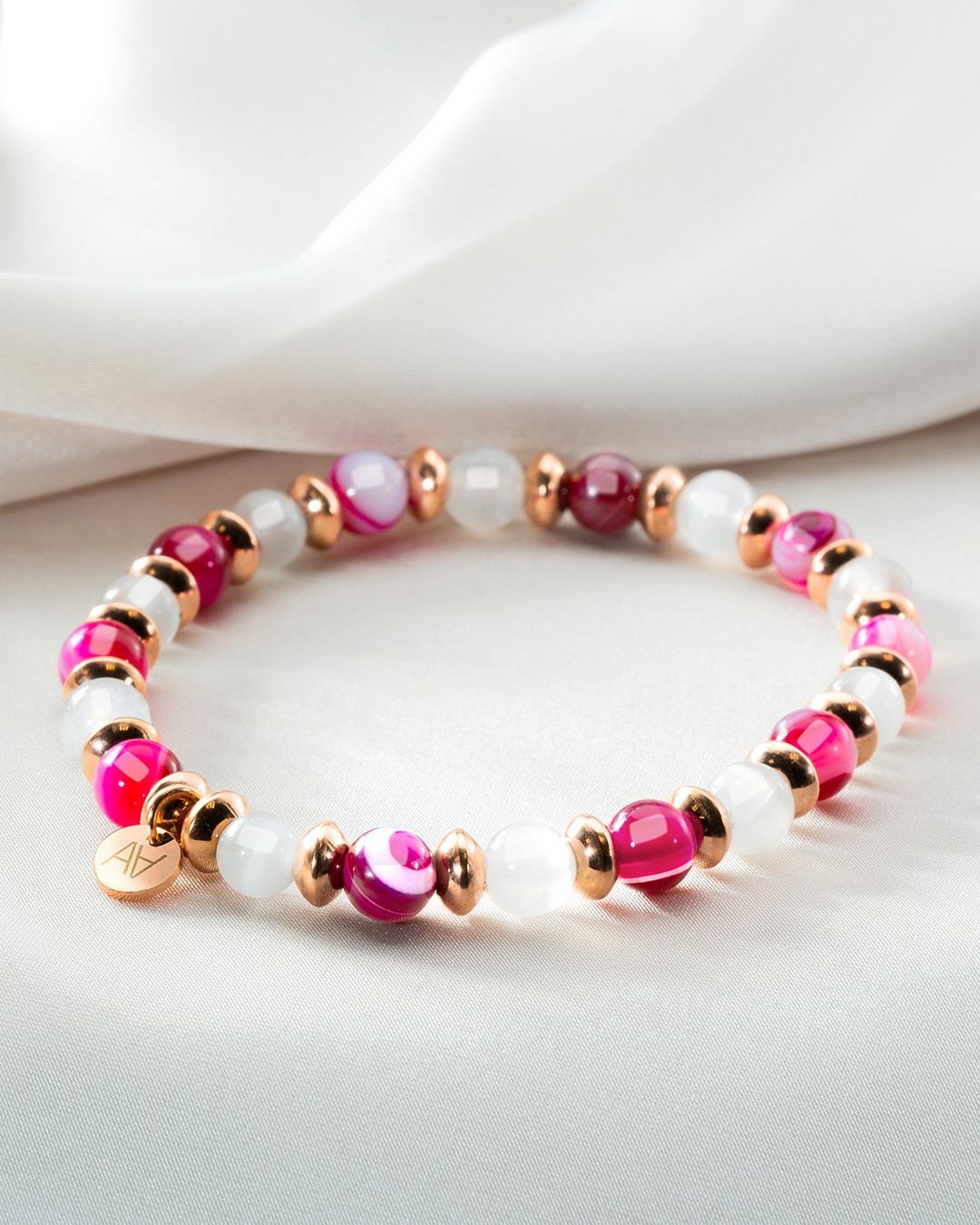 Bracciale Agata Rosa e SeleniteGentilezza nelle Relazioni