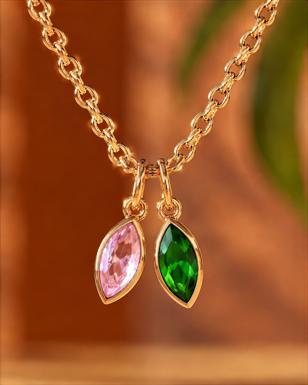 Ciondolo Zircone verde e rosa Fioraverde