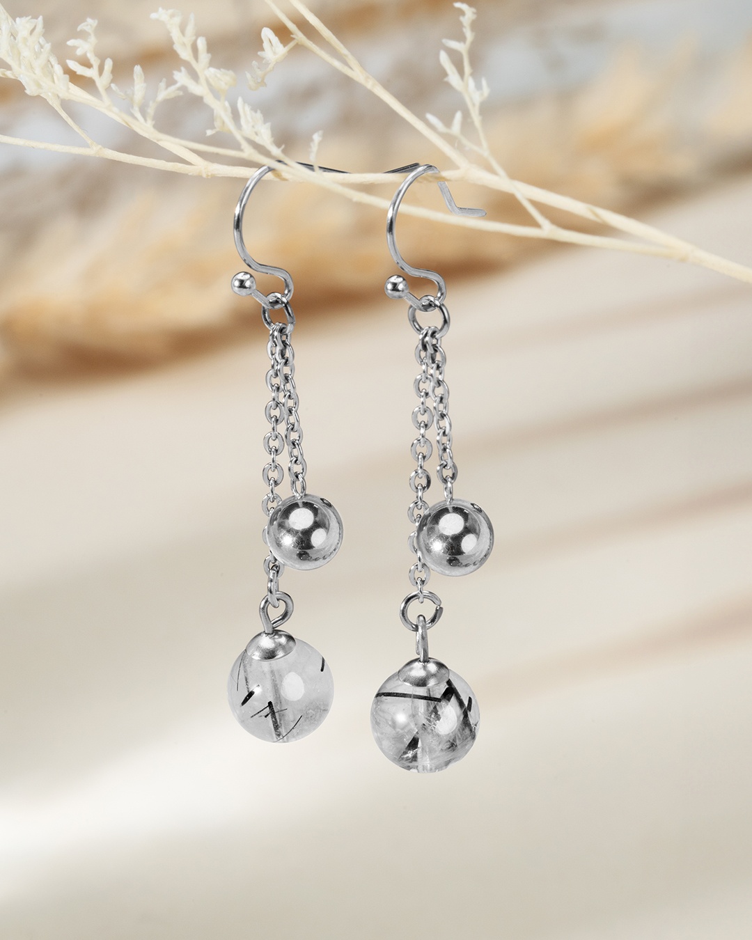 Orecchini Quarzo rutilato tormalinato Rimini Claro 