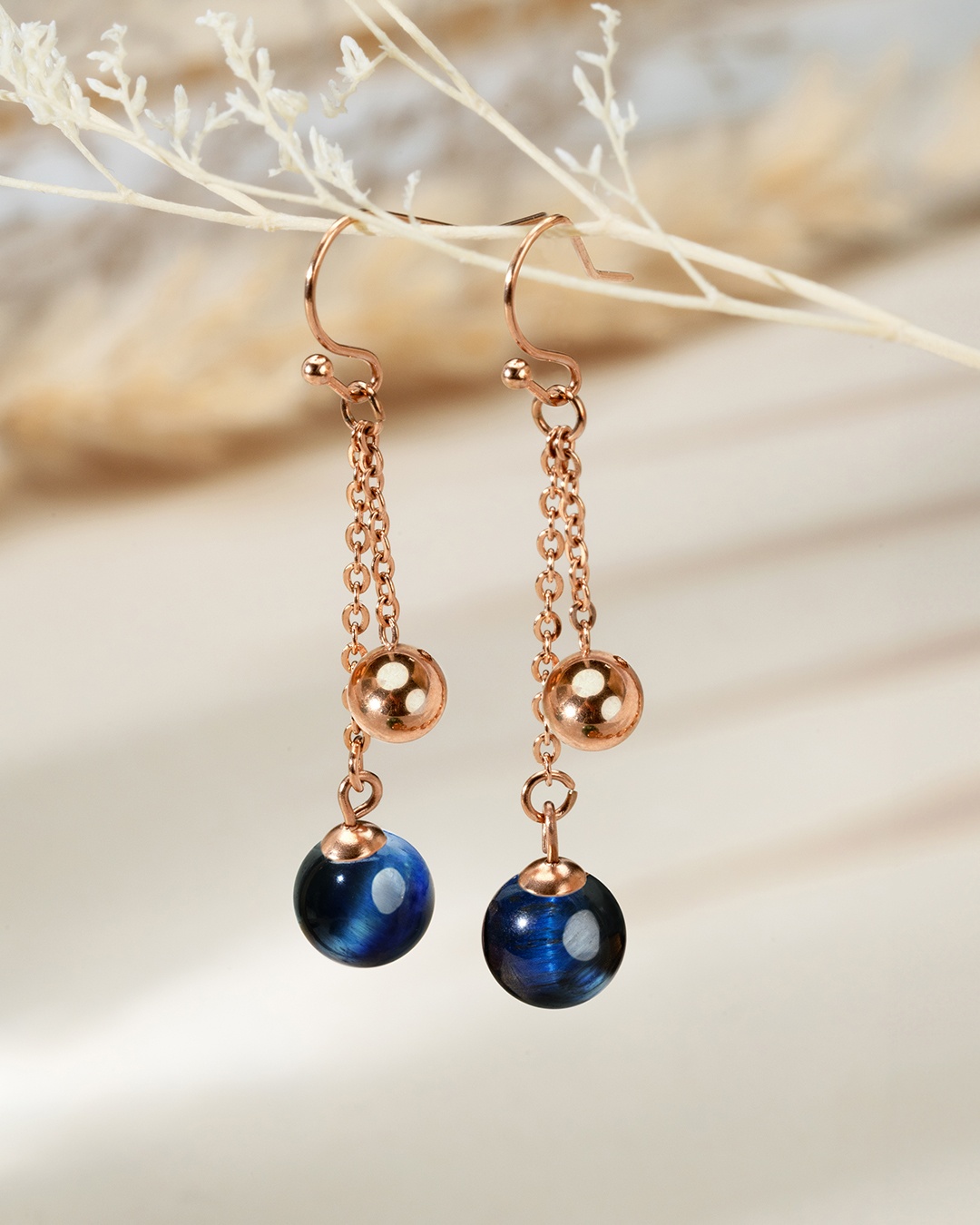 Orecchini Occhio di tigre blu Olmeti